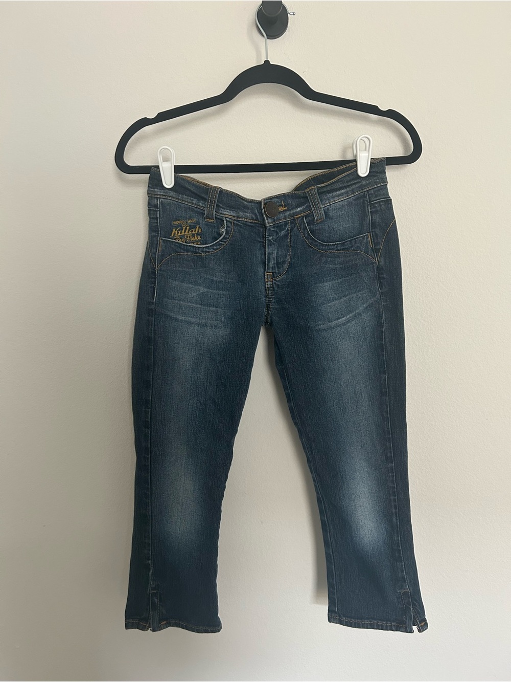Khaliah Dark Blue Denim Capri Pants